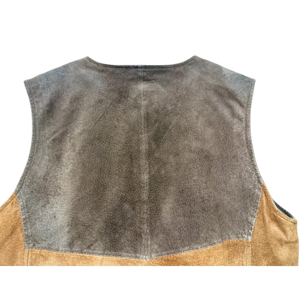 SOLD Outbrook Suede Leather Patchwork Vest Women XL Brown Western Yellowstone - Picture 9 of 12
